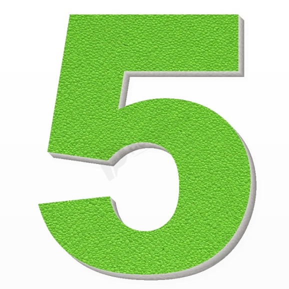Numero 5 in polistirolo - Arial - Verde