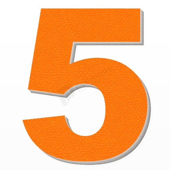 Numero 5 in polistirolo - Arial - Arancione