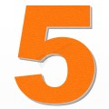 Numero 5 in polistirolo - Arial - Arancione