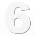 Numero 6 in polistirolo - Arial - Bianco