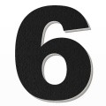 Numero 6 in polistirolo - Arial - Nero