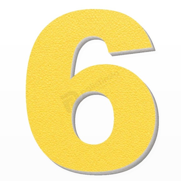 Numero 6 in polistirolo - Arial - Giallo