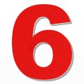 Numero 6 in polistirolo - Arial - Rosso
