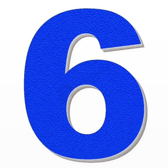 Numero 6 in polistirolo - Arial - Blu