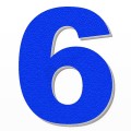 Numero 6 in polistirolo - Arial - Blu
