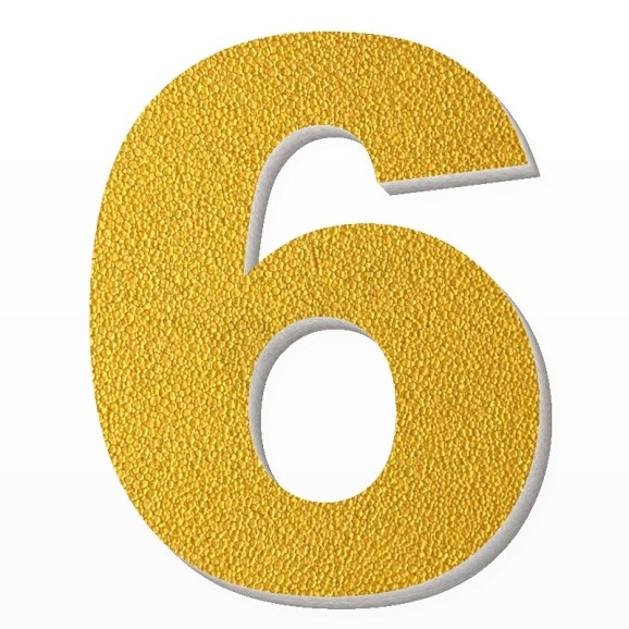 Numero 6 in polistirolo - Arial - Oro