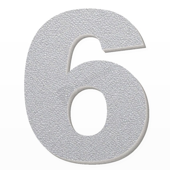 Numero 6 in polistirolo - Arial - Argento