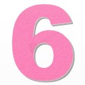 Numero 6 in polistirolo - Arial - Rosa