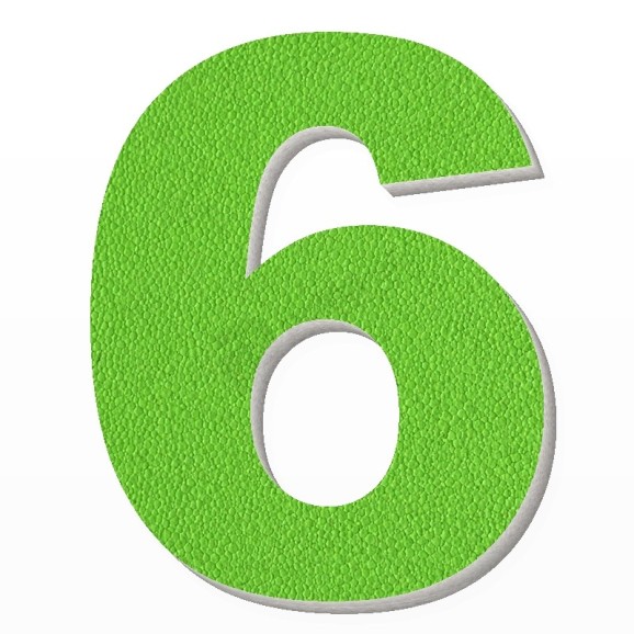 Numero 6 in polistirolo - Arial - Verde