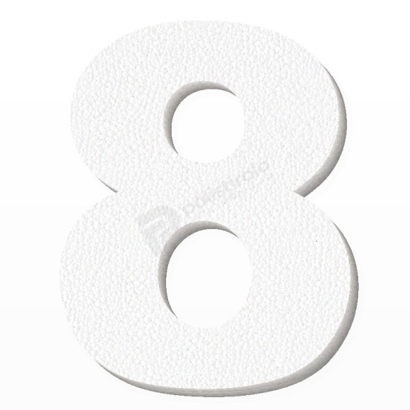 Numero 8 in polistirolo - Arial - Bianco