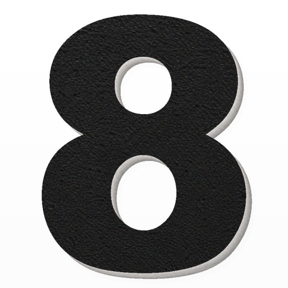Numero 8 in polistirolo - Arial - Nero