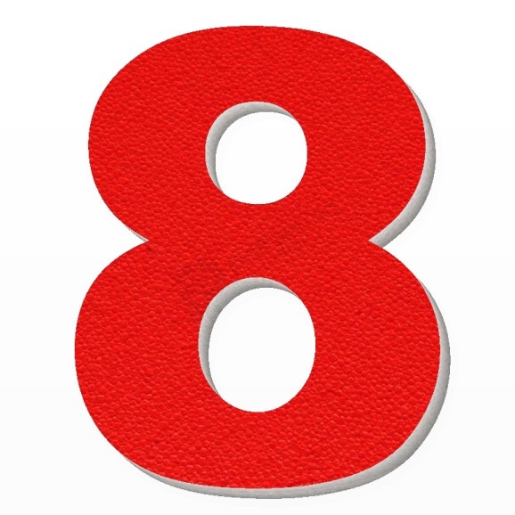 Numero 8 in polistirolo - Arial - Rosso
