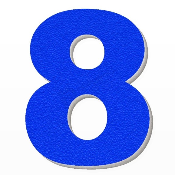 Numero 8 in polistirolo - Arial - Blu