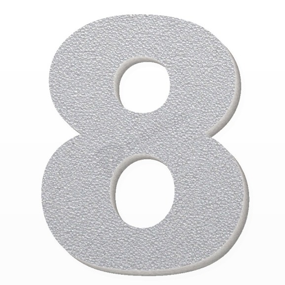 Numero 8 in polistirolo - Arial - Argento