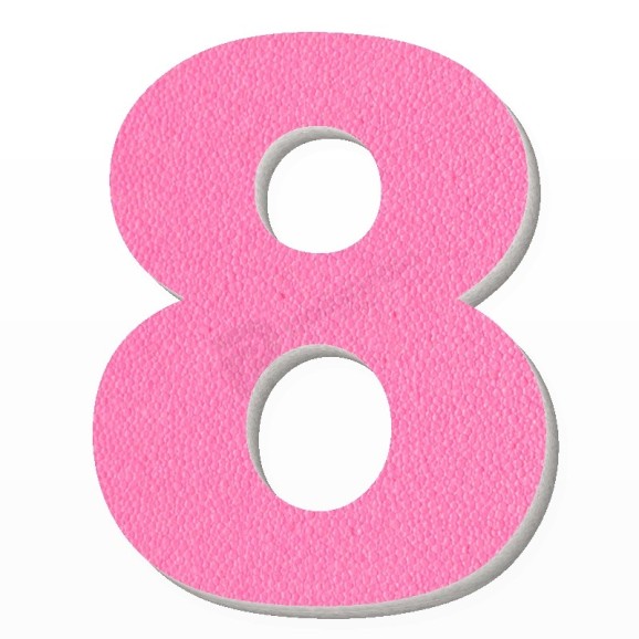 Numero 8 in polistirolo - Arial - Rosa