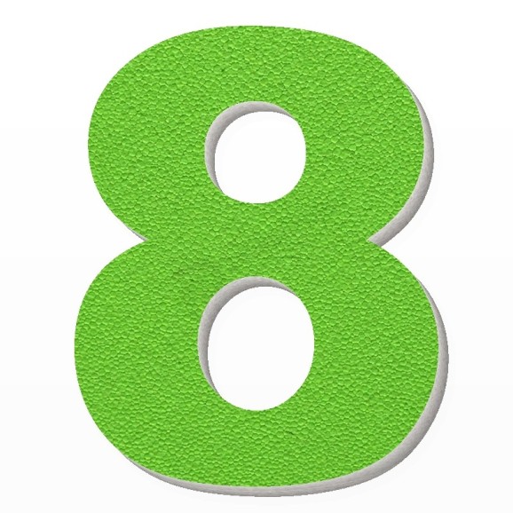 Numero 8 in polistirolo - Arial - Verde