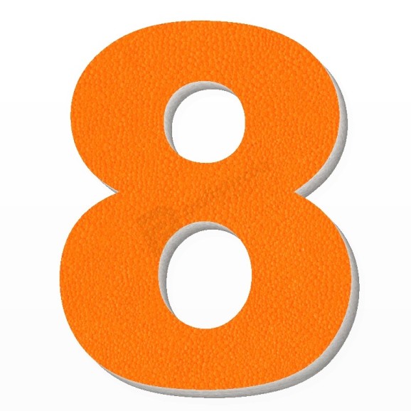 Numero 8 in polistirolo - Arial - Arancione