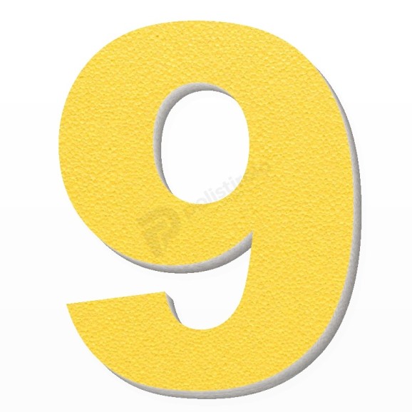 Numero 9 in polistirolo - Arial - Giallo