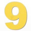 Numero 9 in polistirolo - Arial - Giallo