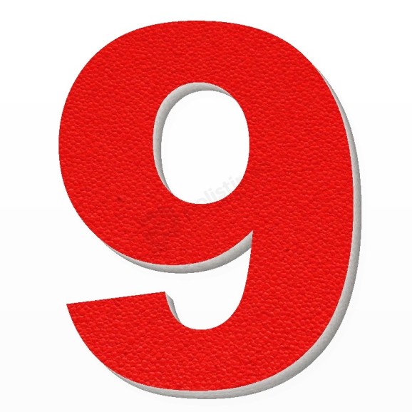 Numero 9 in polistirolo - Arial - Rosso