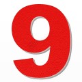 Numero 9 in polistirolo - Arial - Rosso