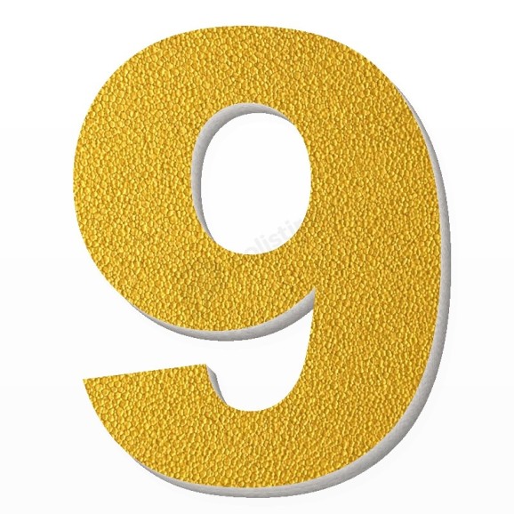 Numero 9 in polistirolo - Arial - Oro