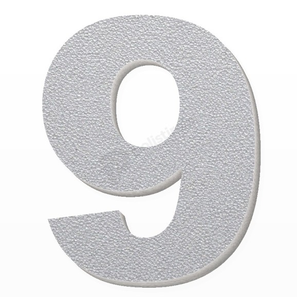 Numero 9 in polistirolo - Arial - Argento