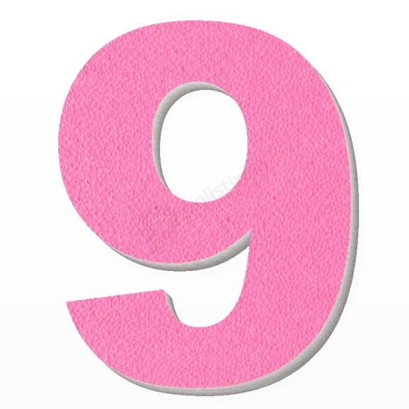 Numero 9 in polistirolo - Arial - Rosa