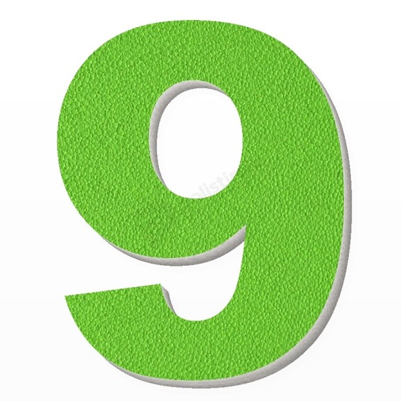 Numero 9 in polistirolo - Arial - Verde