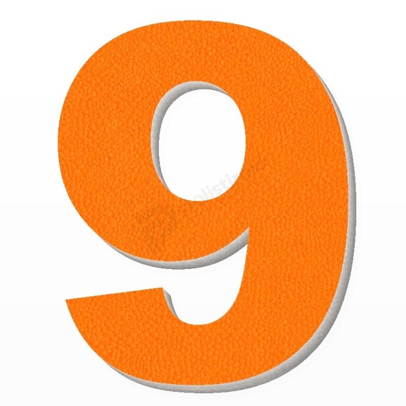 Numero 9 in polistirolo - Arial - Arancione
