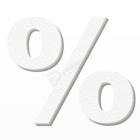 Simbolo % in polistirolo - Arial - Bianco
