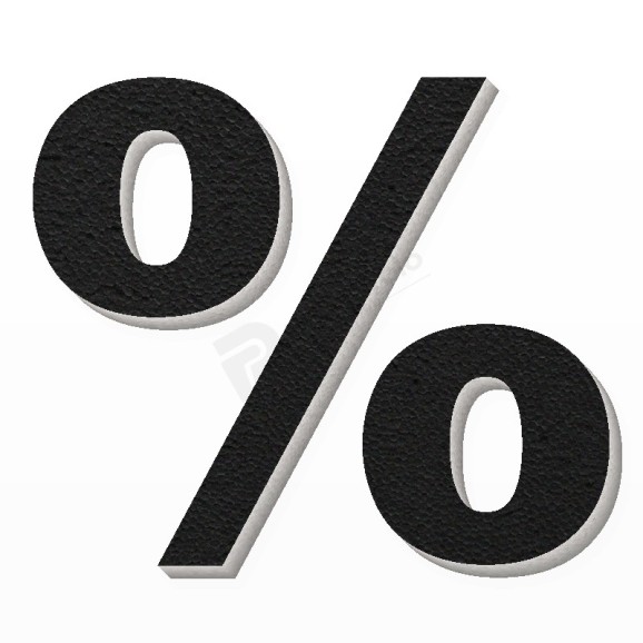 Simbolo % in polistirolo - Arial - Nero