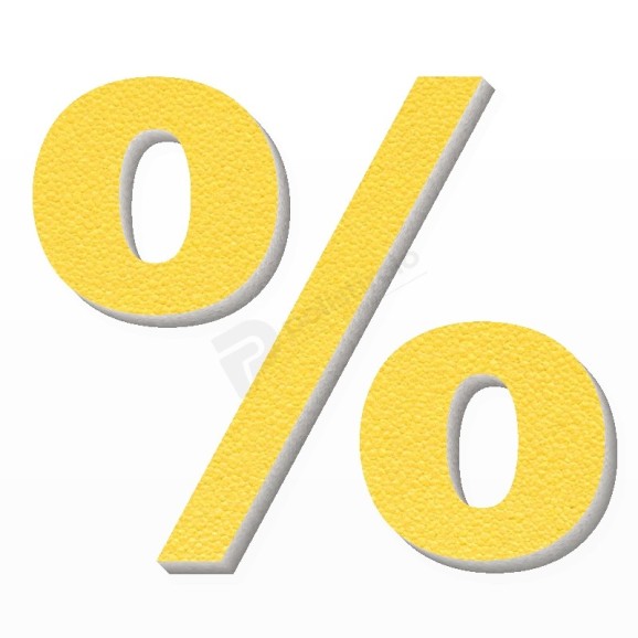 Simbolo % in polistirolo - Arial - Giallo