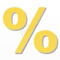 Simbolo % in polistirolo - Arial - Giallo