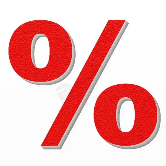 Simbolo % in polistirolo - Arial - Rosso
