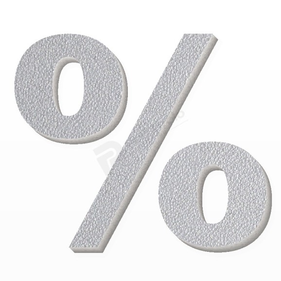 Simbolo % in polistirolo - Arial - Argento