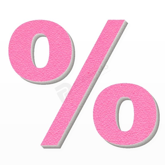 Simbolo % in polistirolo - Arial - Rosa