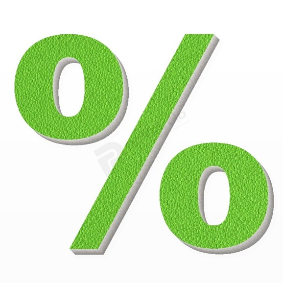 Simbolo % in polistirolo - Arial - Verde