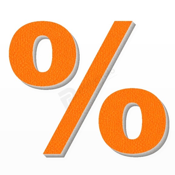 Simbolo % in polistirolo - Arial - Arancione