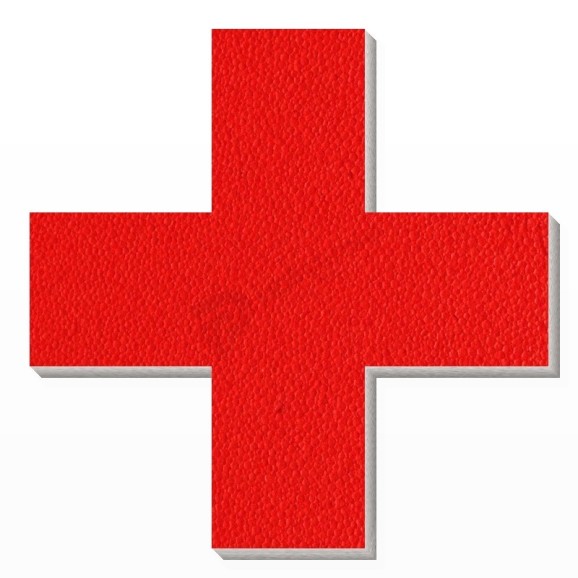 Simbolo + in polistirolo - Arial - Rosso