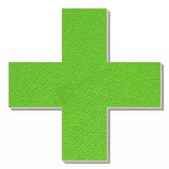 Simbolo + in polistirolo - Arial - Verde